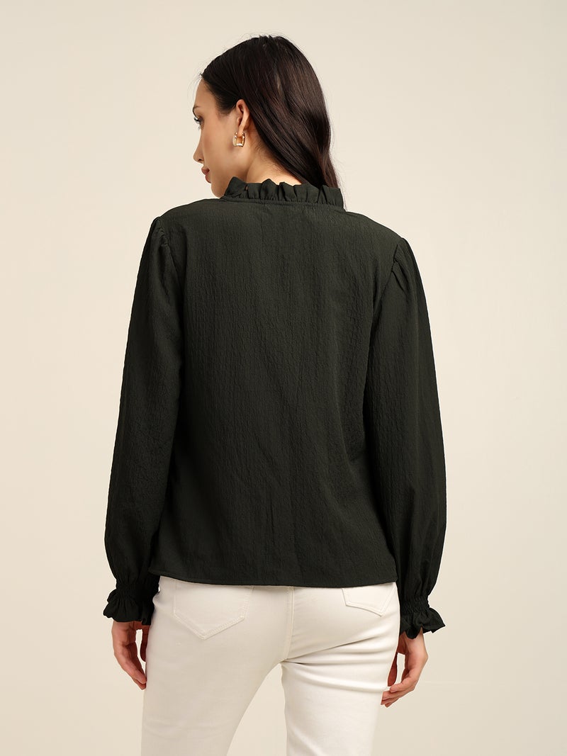 7OUNCE Women's Black Full Sleeve V-Neck Top for Women - Image 4